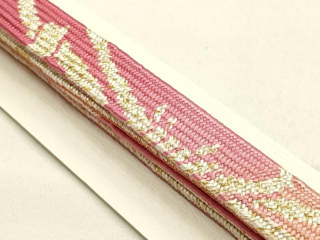 平和屋本店●和装小物　帯締め・帯揚げセット　高麗組 綾出し　枝花文　暈し染め　金銀糸　金銀彩　逸品　未使用　AABE9195ay