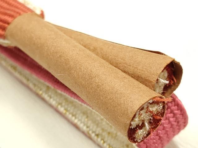 平和屋本店●和装小物　帯締め・帯揚げセット　高麗組 綾出し　枝花文　暈し染め　金銀糸　金銀彩　逸品　未使用　AABE9195ay