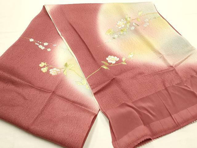 平和屋本店●和装小物　帯締め・帯揚げセット　高麗組 綾出し　枝花文　暈し染め　金銀糸　金銀彩　逸品　未使用　AABE9195ay