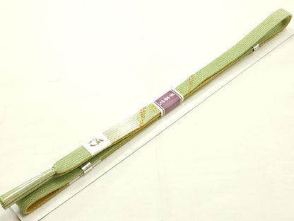 平和屋本店●和装小物　帯締め・帯揚げセット　高麗組　蔦草花文　暈し染め　金糸　正絹　逸品　未使用　AABE9196ay