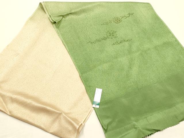 平和屋本店●和装小物　帯締め・帯揚げセット　高麗組　蔦草花文　暈し染め　金糸　正絹　逸品　未使用　AABE9196ay