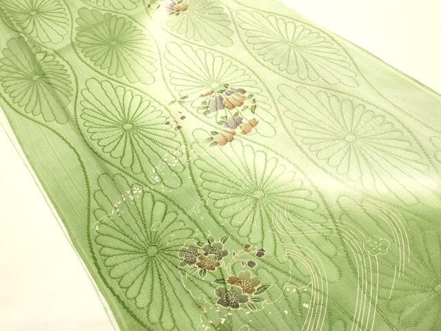平和屋本店●和装小物　帯締め・帯揚げセット　笹浪組　流水雪輪花文　立涌　暈し染め　金糸　金彩　逸品　未使用品あり　AABE9198ay