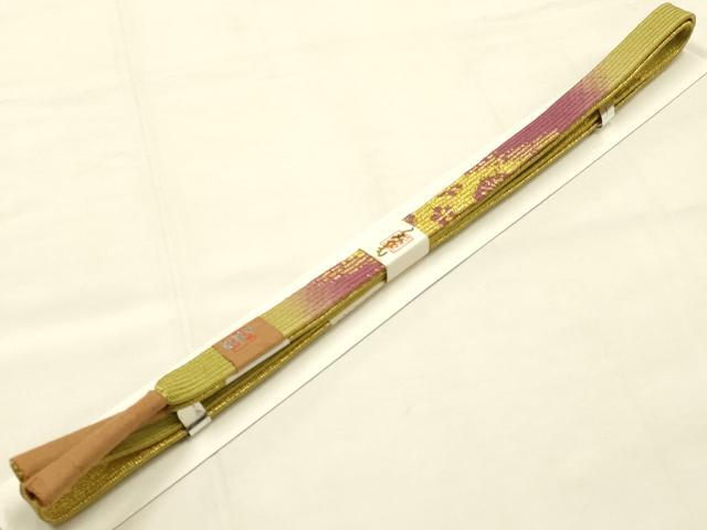 平和屋本店●和装小物　帯締め・帯揚げセット　高麗組 綾出し　斜縞　暈し染め　金糸　逸品　未使用　AABE9199ay