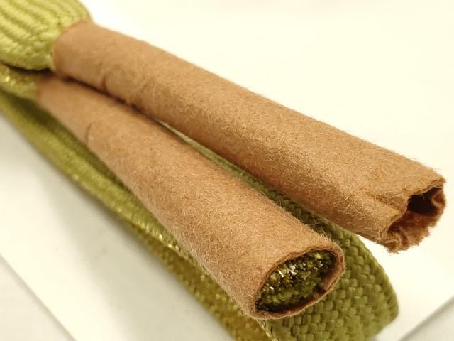 平和屋本店●和装小物　帯締め・帯揚げセット　高麗組 綾出し　斜縞　暈し染め　金糸　逸品　未使用　AABE9199ay