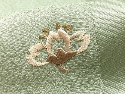 平和屋本店●和装小物　帯締め・帯揚げセット　高麗組 綾出し　刺繍　花柄　暈し染め　金銀糸　逸品　未使用　AABE9200ay