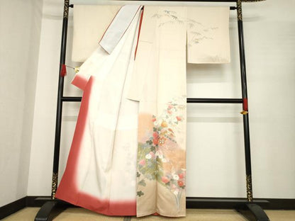 平和屋着物●訪問着　友禅　駒刺繍　花鼓文　暈し染め　金銀彩　正絹　逸品　AABE9203ck
