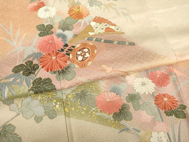 平和屋着物●訪問着　友禅　駒刺繍　花鼓文　暈し染め　金銀彩　正絹　逸品　AABE9203ck