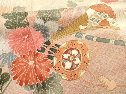 平和屋着物●訪問着　友禅　駒刺繍　花鼓文　暈し染め　金銀彩　正絹　逸品　AABE9203ck