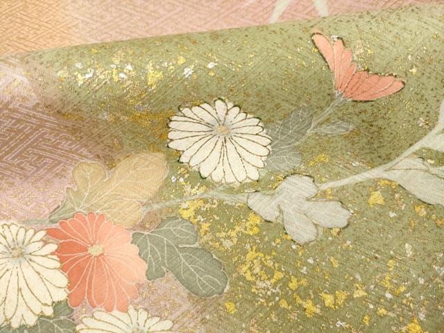 平和屋着物●訪問着　友禅　駒刺繍　花鼓文　暈し染め　金銀彩　正絹　逸品　AABE9203ck 平和屋着物○訪問着 友禅 駒刺繍 花鼓文 暈し染め 金銀彩