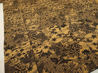 平和屋着物●上質な小紋　型染め　流水風景花文　正絹　逸品　AABE9204ck