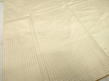 平和屋着物●三代目市三郎　紬　格子　反端付き　正絹　逸品　未使用　AABE9206ck