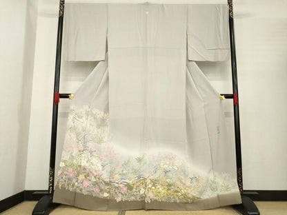 平和屋着物●本加賀友禅作家　百貫華峰　色留袖　友禅　竹　花鳥文　暈し染め　正絹　逸品　AABE9210ck
