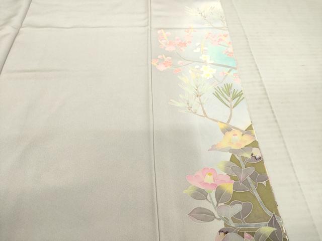 平和屋着物●本加賀友禅作家　百貫華峰　色留袖　友禅　竹　花鳥文　暈し染め　正絹　逸品　AABE9210ck