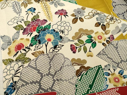平和屋着物●豪華振袖　型染め　松皮菱花文　正絹　逸品　AABE9214ck