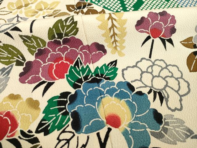 平和屋着物●豪華振袖　型染め　松皮菱花文　正絹　逸品　AABE9214ck