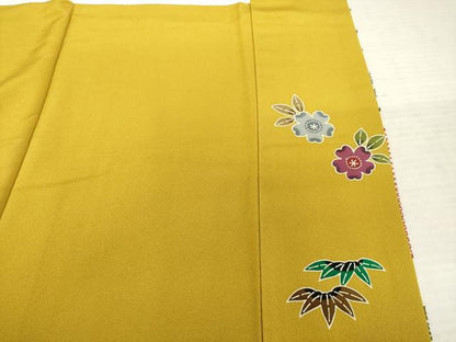 平和屋着物●豪華振袖　型染め　松皮菱花文　正絹　逸品　AABE9214ck