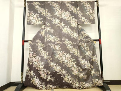 平和屋着物●訪問着　辻が花　草花文　暈し染め　正絹　逸品　AABE9215ck