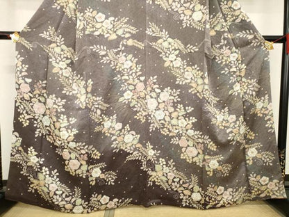 平和屋着物●訪問着　辻が花　草花文　暈し染め　正絹　逸品　AABE9215ck
