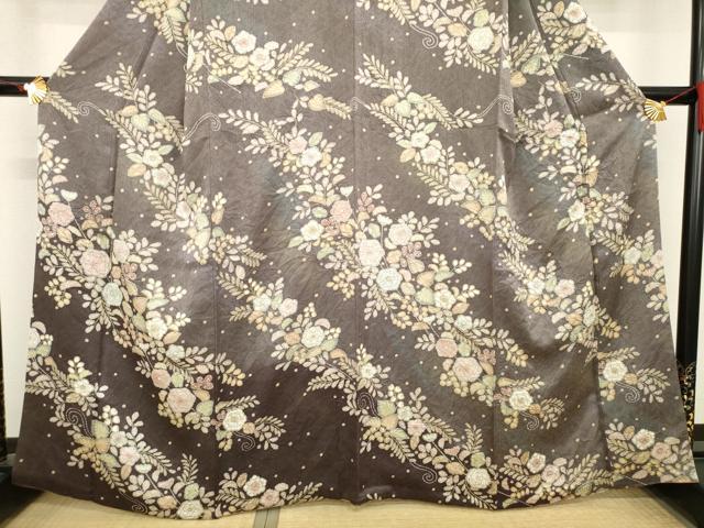 平和屋着物●訪問着　辻が花　草花文　暈し染め　正絹　逸品　AABE9215ck