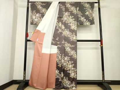 平和屋着物●訪問着　辻が花　草花文　暈し染め　正絹　逸品　AABE9215ck