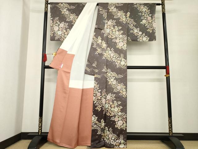 平和屋着物●訪問着　辻が花　草花文　暈し染め　正絹　逸品　AABE9215ck