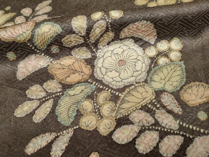 平和屋着物●訪問着　辻が花　草花文　暈し染め　正絹　逸品　AABE9215ck