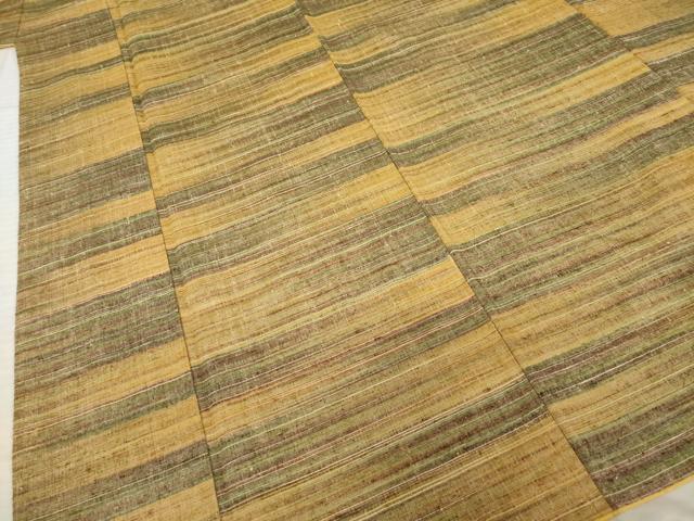 平和屋着物●郡上紬　草木染　横段文　正絹　逸品　AABE9216ck