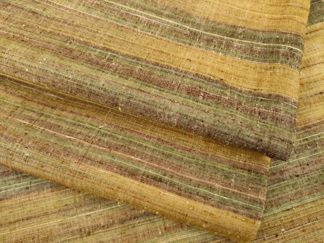 平和屋着物●郡上紬　草木染　横段文　正絹　逸品　AABE9216ck