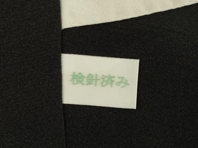 平和屋着物●訪問着　駒刺繍　道長花文　黒地　金彩　ロング丈　正絹　逸品　AABE9217ck