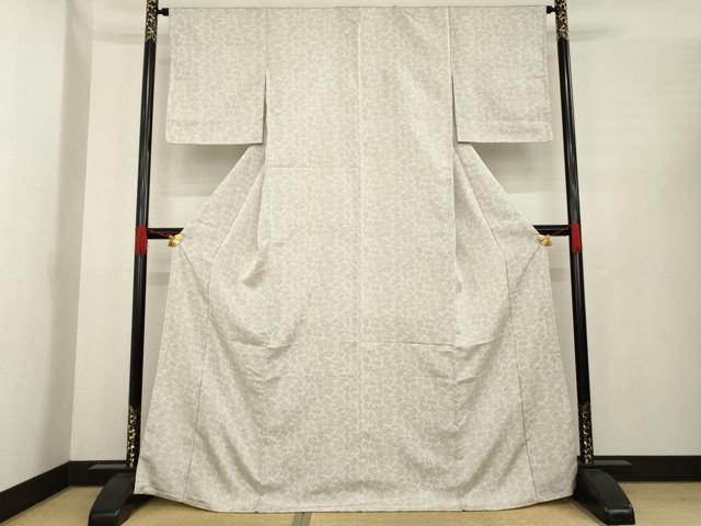 平和屋着物●お召　草花文　正絹　逸品　未使用　AABE9219ck