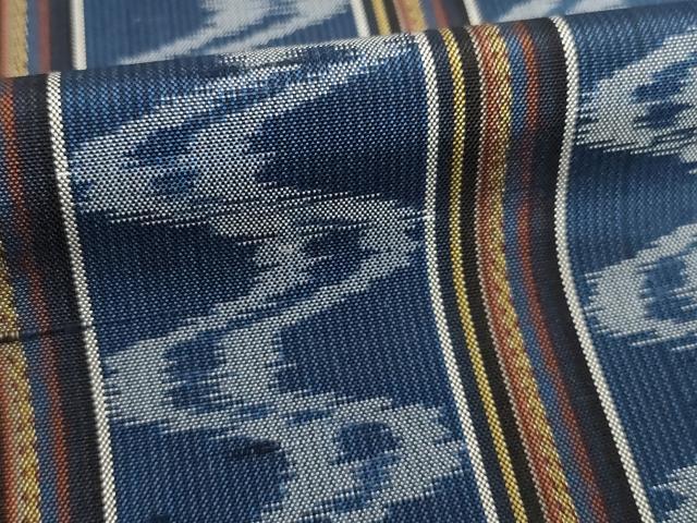 平和屋着物●本場琉球絣　紬　琉球本染絣　大城広四郎　証紙付き　正絹　逸品　AABE9221ck