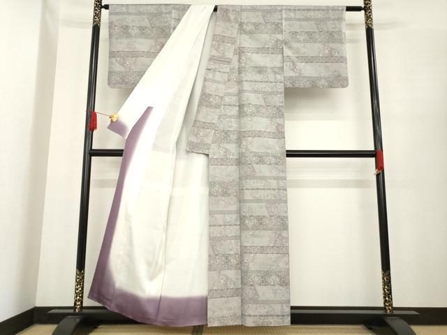 平和屋着物●本場大島紬　白大島　一元7マルキ　総絣　横段花鳥文　正絹　逸品　AABE9222ck
