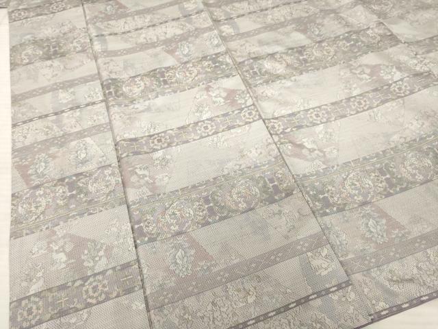平和屋着物●本場大島紬　白大島　一元7マルキ　総絣　横段花鳥文　正絹　逸品　AABE9222ck