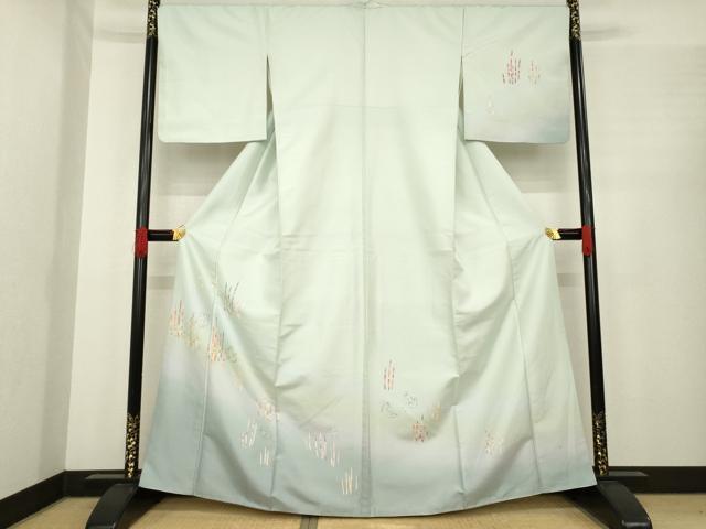 平和屋着物●石川県指定無形文化財　牛首紬　白山工房　手織り　訪問着　リス　正絹　逸品　AABE9225ck