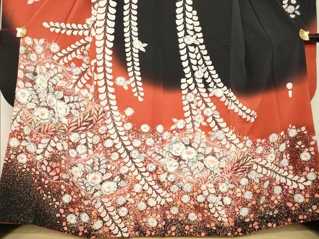 平和屋着物●越後十日町の一流染匠　桐屋・翠山工房　振袖　辻が花　絞り　舞花文　暈し染め　正絹　逸品　AABE5989ck 平和屋着物○越後十日町の一流染匠 桐屋・翠山工房 振袖