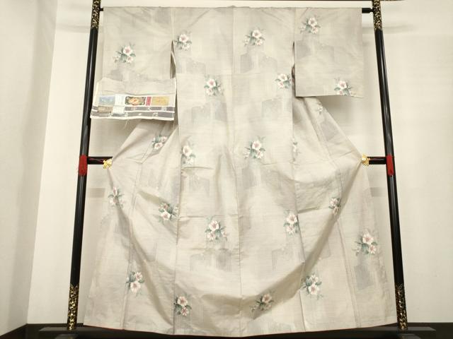 平和屋着物●都喜ヱ門　本場大島紬　白大島　一元7マルキ　総絣　花囃子　藤絹織物謹製　浜田澄江作　証紙付き　正絹　逸品　AABE9228ck