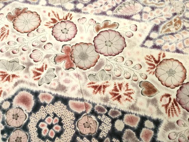 平和屋着物●十七代京屋林蔵　訪問着　本場結城紬地　辻が花　正絹　逸品　AABE9230ck