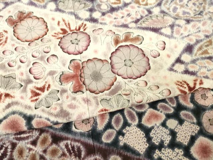 平和屋着物●十七代京屋林蔵　訪問着　本場結城紬地　辻が花　正絹　逸品　AABE9230ck