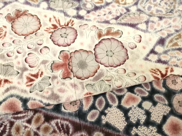 平和屋着物●十七代京屋林蔵　訪問着　本場結城紬地　辻が花　正絹　逸品　AABE9230ck