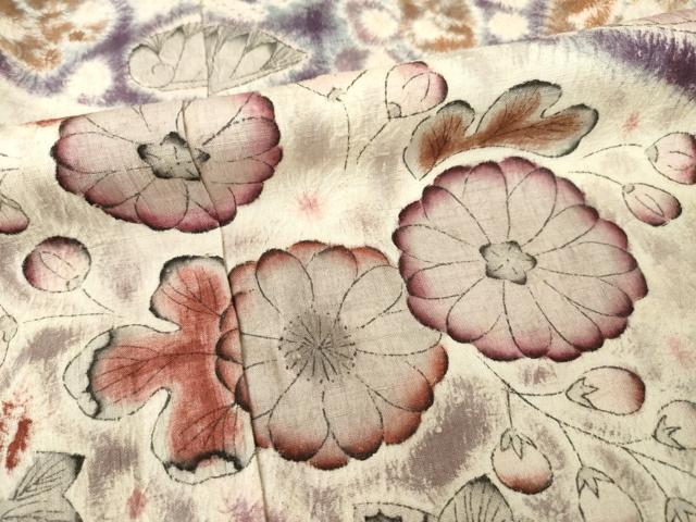 平和屋着物●十七代京屋林蔵　訪問着　本場結城紬地　辻が花　正絹　逸品　AABE9230ck