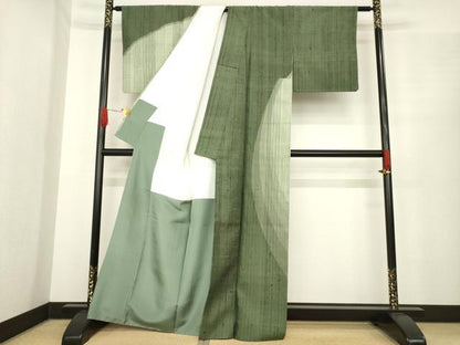 平和屋着物●紬　訪問着　大円　正絹　逸品　AABE9231ck