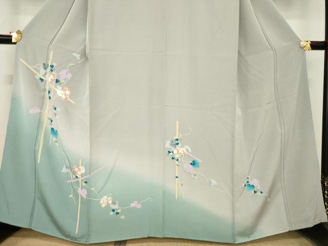 平和屋着物●訪問着　友禅　蔦草文　暈し染め　正絹　逸品　AABE9232ck