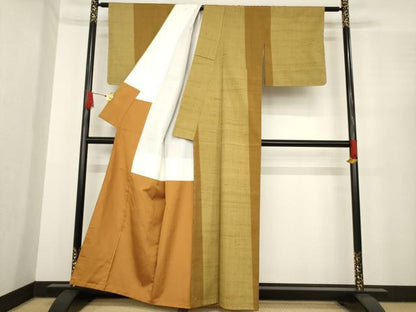 平和屋着物●紬　訪問着　間道　正絹　逸品　AABE9235ck