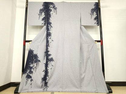 平和屋着物●訪問着　藤花房シルエット　金彩　ロング丈　正絹　逸品　AABE9237ck