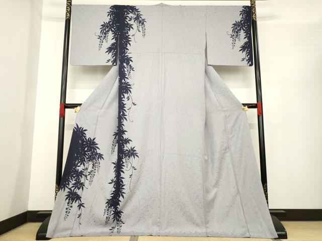 平和屋着物●訪問着　藤花房シルエット　金彩　ロング丈　正絹　逸品　AABE9237ck
