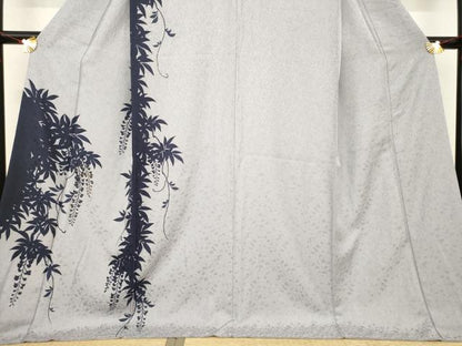 平和屋着物●訪問着　藤花房シルエット　金彩　ロング丈　正絹　逸品　AABE9237ck