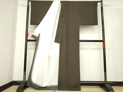 平和屋着物●江戸小紋　蜘蛛の巣　黒地　正絹　逸品　AABE9238ck