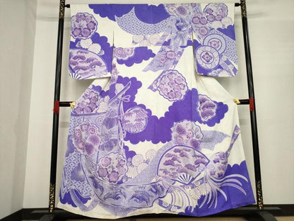 平和屋着物●名門　藤娘きぬたや・総絞り　訪問着　几帳花鳥文　正絹　逸品　AABE9240ck