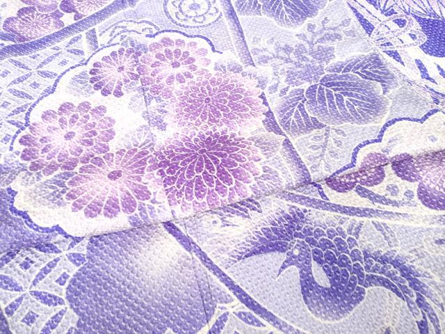 平和屋着物●名門　藤娘きぬたや・総絞り　訪問着　几帳花鳥文　正絹　逸品　AABE9240ck