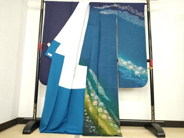 平和屋着物●豪華振袖　辻が花　流水花文　暈し染め　やまと誂製　ロング丈　正絹　逸品　AABE9243ck